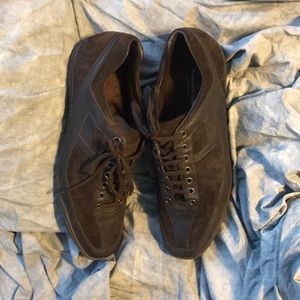 Brown Suede Leather Tie Up Ermenegildo Zegna